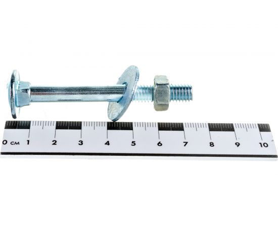 Болт Стройметиз М8х70 DIN 603 с гайкой DIN 934 и шайбой DIN 9021, цинк уп. 2 шт. 3180171 – изображение 4