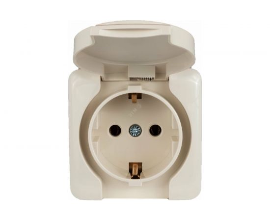 Розетка Lezard VIOLA с заземлением, с крышкой, керамика крем 751-0300-123 