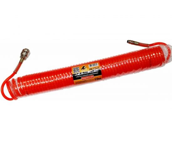 Шланг спиральный воздушный с быстросъемными соединениями PU (5х8 мм; 10 м) Русский Мастер РМ-52305 