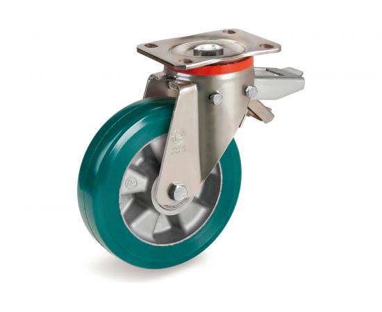 Колесо с вращающейся опорой, пластиной крепления и задним тормозом (200 мм; 700 кг) Tellure rota 627206 