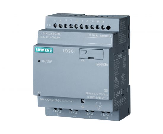 Микроконтроллер Siemens LOGO! 12/24RCEO, 8 DI 4 AI 4 DO, БЕЗ дисплея 6ED10522MD080BA1 