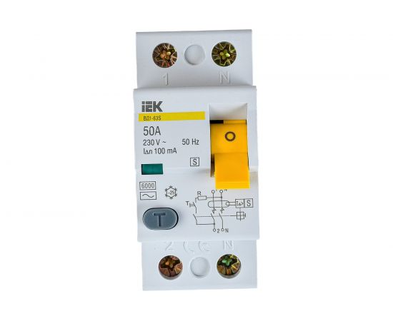 Устройство защитного отключения IEK ВД1-63S УЗО, 2Р, 50А, 100мА MDV12-2-050-100 
