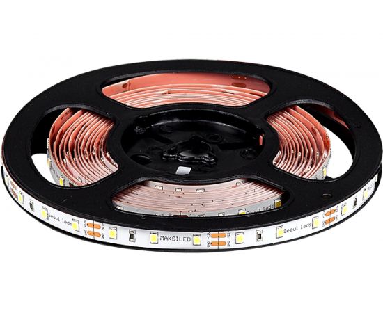 Светодиодная лента MAKSBRIGHT 12В, 60д/м, 14.4Вт/м, IP20, 1200лм/м, 3000K, тепл. белый, 5м MB-R60SS-2835-WW-S 