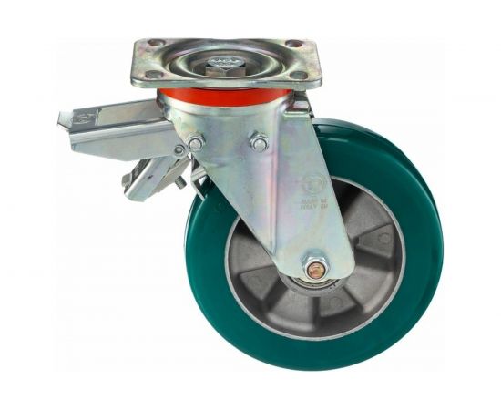 Колесо с вращающейся опорой, пластиной крепления и задним тормозом (200 мм; 700 кг) Tellure rota 627206 – изображение 11