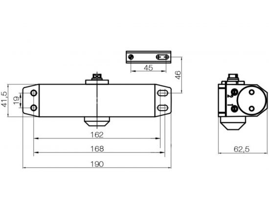 Доводчик DOORLOCK DL77N size 4/5 белый, крепежные размеры 162-168мм х 19мм 75541 – изображение 4