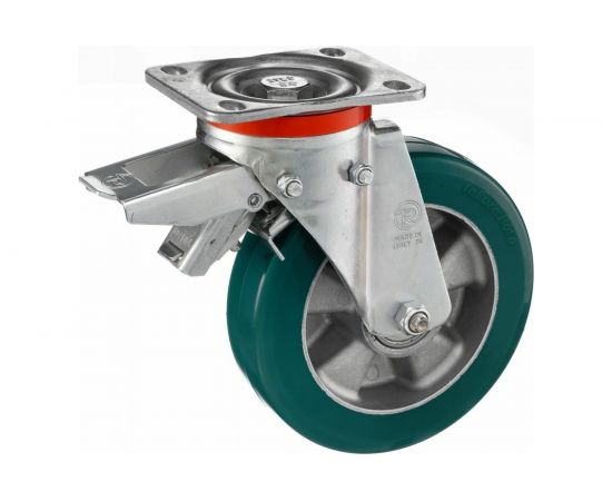 Колесо с вращающейся опорой, пластиной крепления и задним тормозом (200 мм; 700 кг) Tellure rota 627206 – изображение 8