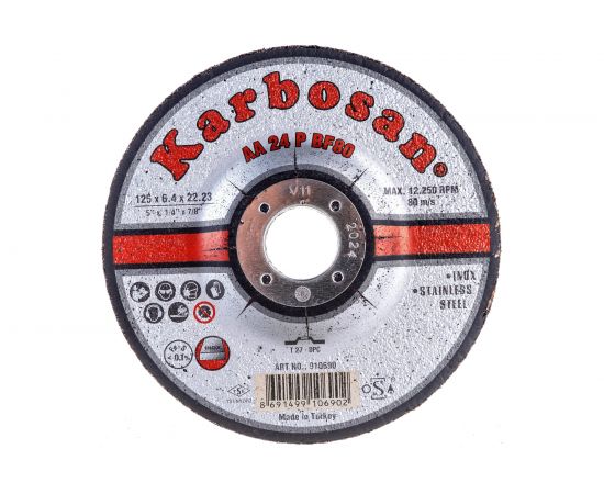 Диск шлифовальный по нержавеющей стали 125х6.4х22 мм INOX Karbosan 10690 