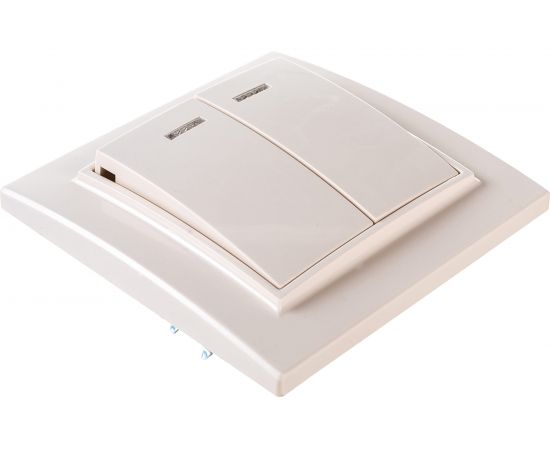 2-клавишный выключатель EKF Минск СП, с индикатором 10А, бежевый ERV10-123-20 