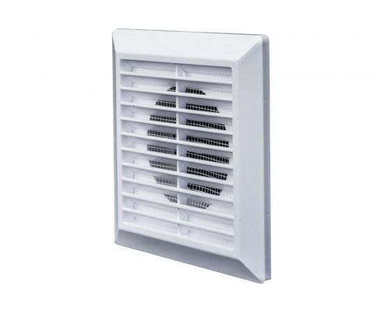 Решетка разъемная с москитной сеткой (d=100 мм; 175х175х38 мм; наклонные жалюзи) Эвент Э1717Р10Ф 