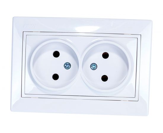 Двойная розетка LEZARD MIRA б/ з керамика белый с белой вставкой 701-0202-128 