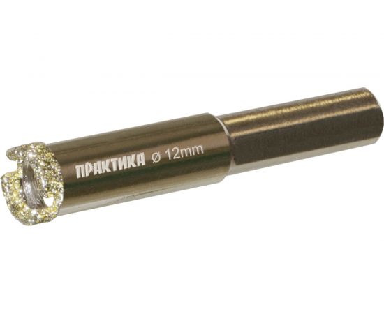 Коронка алмазная по керамограниту/керам��ке Профи (12х65 мм) ПРАКТИКА 917-538 