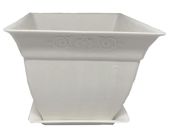 Кашпо с поддоном Осколпласт 15х15 см, квадратное, мраморное 151-08 