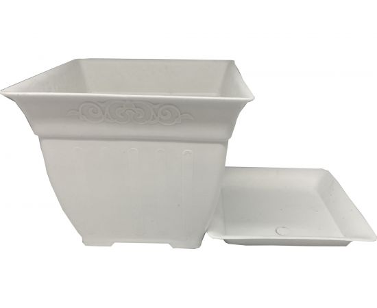 Кашпо с поддоном Осколпласт 15х15 см, квадратное, мраморное 151-08 – изображение 2