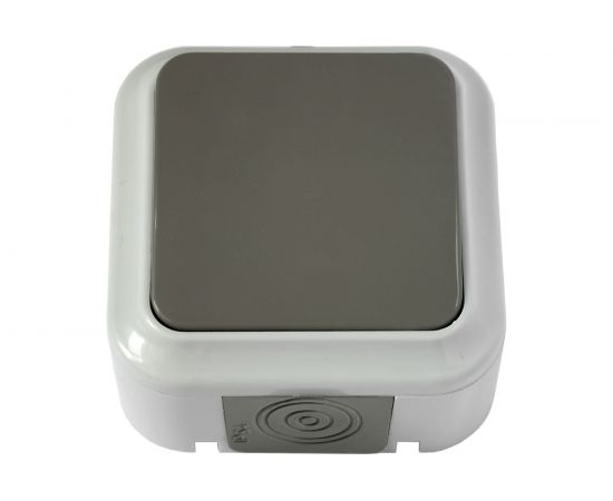 Выключатель Bylectrica 1-клавишная, открытая установка, 6А, IP54, серия ПРАЛЕСКА АКВА, серый, А16-222 03 – изображение 2