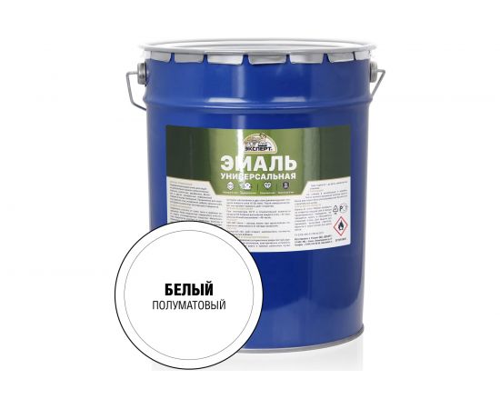 Универсальная алкидная эмаль ЭКСПЕРТ полуматовая, белая, 25 кг 30505 – изображение 2