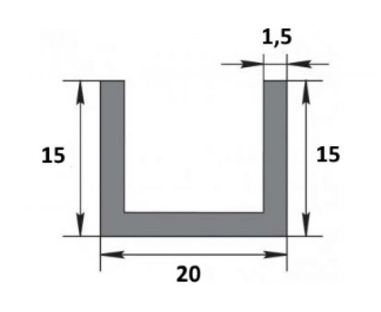 Алюминиевый профиль ЛУКА Сделай сам, швеллер 15х20х15х1.5, 2000 мм, 5 шт. УТ000002478 – изображение 2