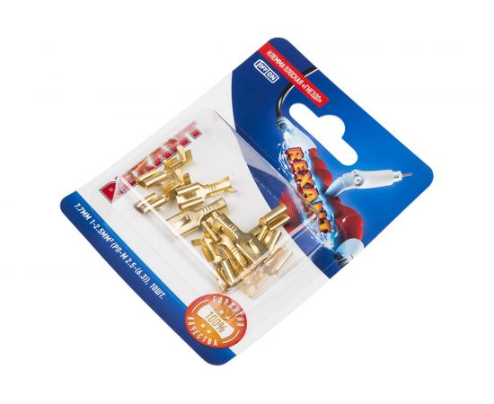 Плоская клемма гнездо REXANT 7,5 мм РП-м 2.5-(6.3) латунь 10 шт 06-0401-A – изображение 2