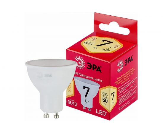 Светодиодные лампочки ЭРА RED LINE LED MR16-7W-827-GU10 R GU10 7Вт софит, теплая белая Б0050198 – изображение 2