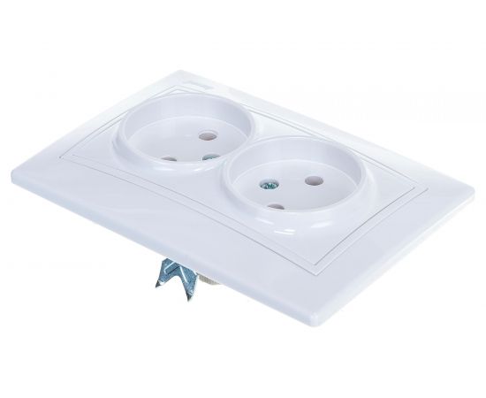 Двойная розетка LEZARD MIRA б/ з керамика белый с белой вставкой 701-0202-128 – изображение 2