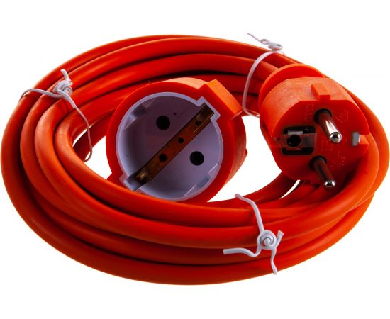 Шнур IEK УШ-01РВ оранжевый, с вилкой и розеткой, 2P+PE, 3х1,0, 5метров WUP10-05-K09-N – изображение 2