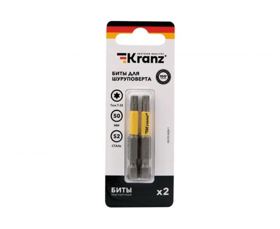 Бита Torx (2 шт; T25x50 мм; сталь S2) для шуруповерта KRANZ KR-92-0428-1 – изображение 3