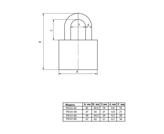 Навесной замок Vanger PD-01-60 28883 – изображение 3