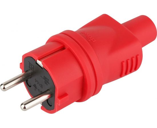 Каучуковая прямая вилка duwi с заземлением 16A IP44 красная 27455 1 – изображение 3