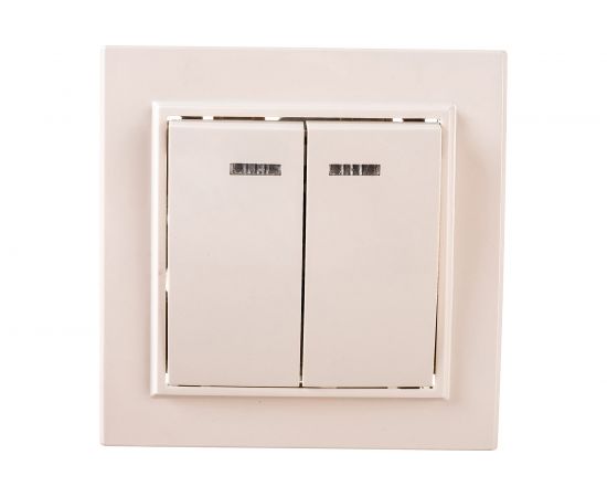 2-клавишный выключатель EKF Минск СП, с индикатором 10А, бежевый ERV10-123-20 – изображение 3