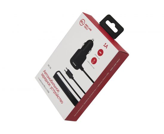 Автомобильное зарядное устройство Red Line Tech AC-1A 1 USB, 1 A, встроенный кабель micro USB, черный Т000021136 – изображение 4