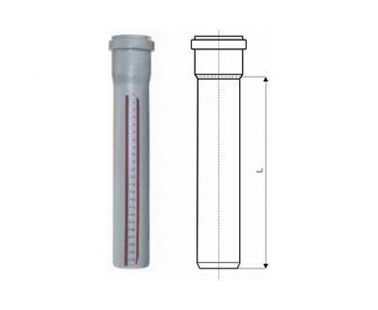 Труба однораструбная канализационная HTEM 40х1500 Ostendorf 111050 – изображение 5