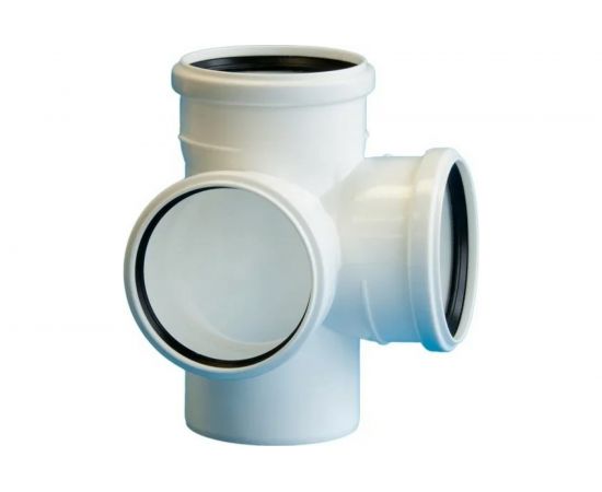 Крестовина ПОЛИТЭК двухплоскостная, для бесшумной канализации из ПП диаметр, 110х110х110/87.5 град. 120001102 