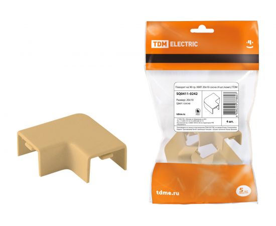 Поворот на 90 градусов TDM КМП 20x10 сосна 4 шт./комп. SQ0411-0242 