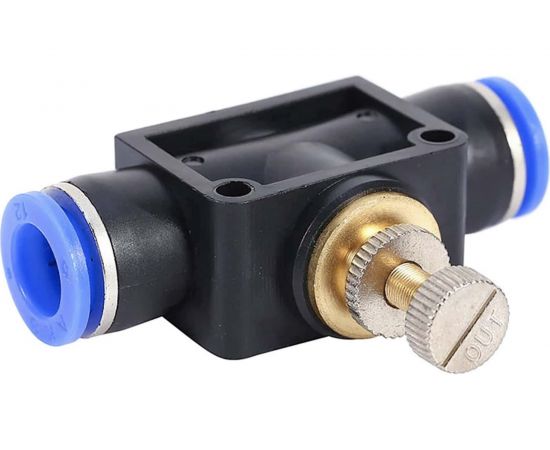 Фитинг цанговый с краником прямой 6 мм - 6 мм Pegas pneumatic 6008 