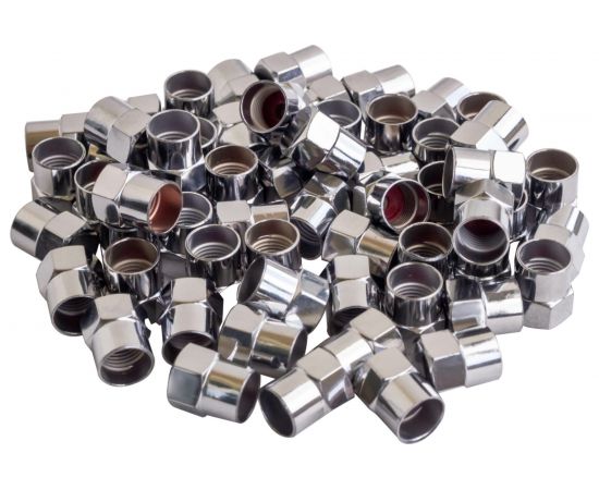 Колпачки на шинный вентиль AIRLINE шестигранные, пластик, цвет хром, 60 шт. AVC-60-03 