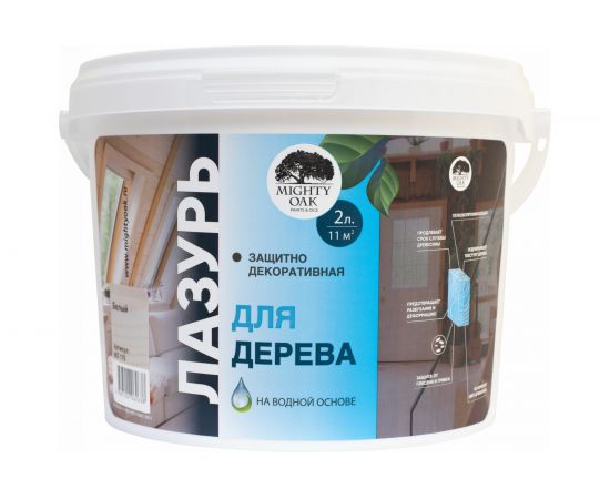 Лазурь для дерева MIGHTY OAK белый, 2 л MO175 – изображение 2