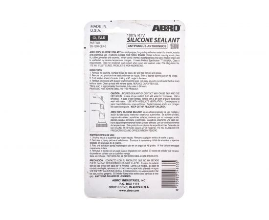 Силиконовый герметик ABRO 1200, прозрачный, 85г SS-1200-CLR-3 – изображение 2