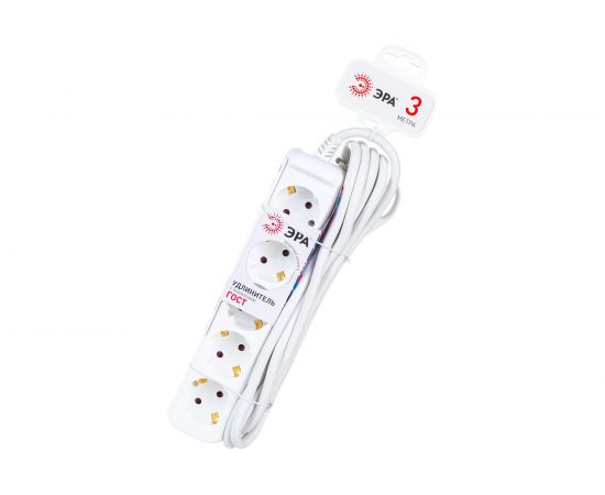 Электрический удлинитель ЭРА U5e3m3x1,5 с заземлением 5 розеток 3м ПВС 3x1,5мм2 16А Б0044038 – изображение 2