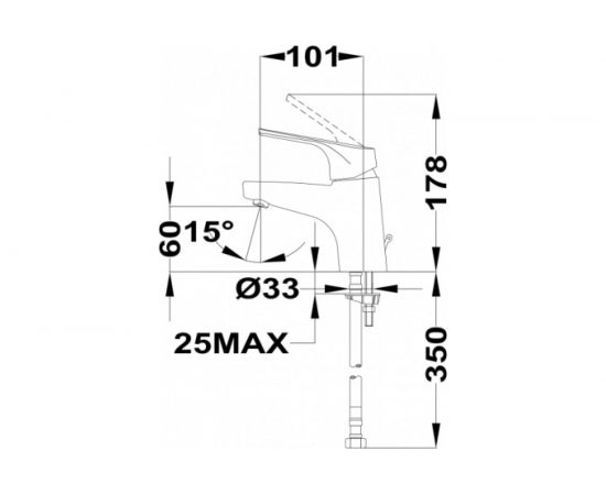 Смеситель Тека-ALCUDIA для умывальника, керамический картридж 35 мм, без донного клапана, хром 4634662C0 – изображение 2