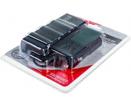 Разветвитель прикуривателя 3 гнезда + USB SKYWAY черный, предохранитель 5А, USB 1A S02301007 – изображение 2