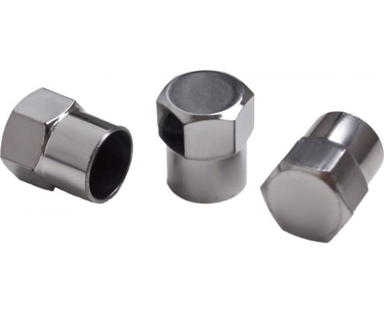 Колпачки на шинный вентиль AIRLINE шестигранные, пластик, цвет хром, 60 шт. AVC-60-03 – изображение 3