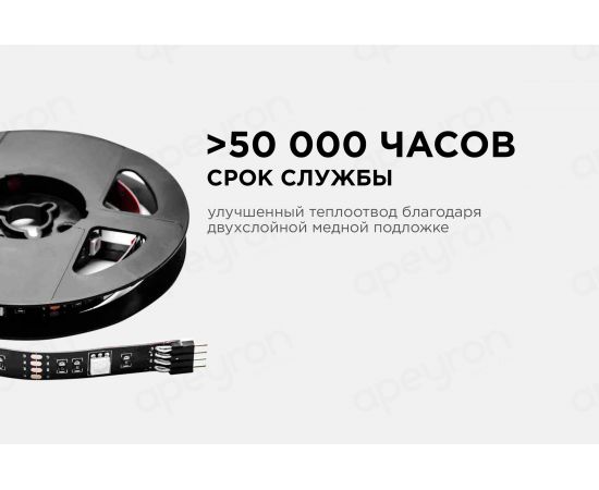 ТВ-подсветка Apeyron, комплект светодиодной ленты 5В, 14,4Вт/м RGB 10-70 – изображение 4