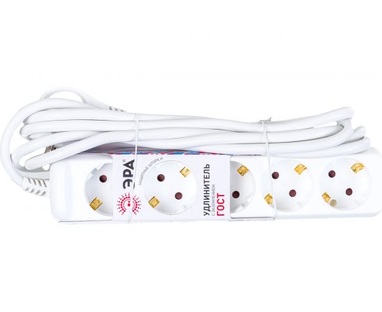 Электрический удлинитель ЭРА U5e3m3x1,5 с заземлением 5 розеток 3м ПВС 3x1,5мм2 16А Б0044038 – изображение 4