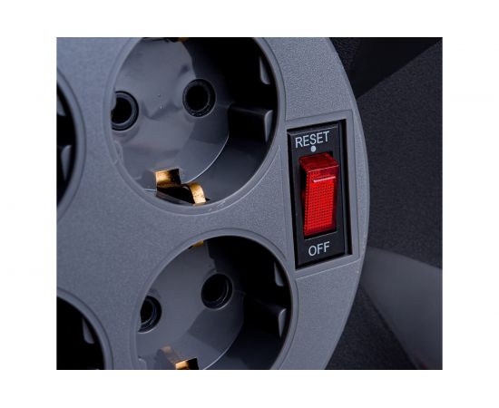 Удлинитель на пластиковой катушке STEKKER STD02-41-30, 30м, 4 гнезда с заземлением 3х1,0, оранжевый, 39708 – изображение 5