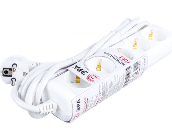 Электрический удлинитель ЭРА U5e3m3x1,5 с заземлением 5 розеток 3м ПВС 3x1,5мм2 16А Б0044038 – изображение 5