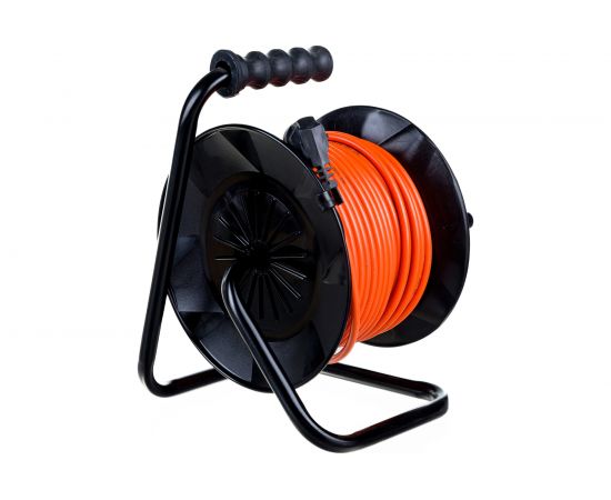 Удлинитель на пластиковой катушке STEKKER STD02-41-30, 30м, 4 гнезда с заземлением 3х1,0, оранжевый, 39708 – изображение 7