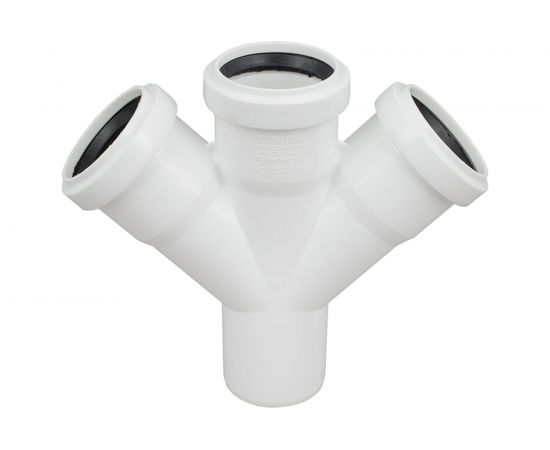 Одноплоскостная крестовина для бесшумной канализации ПОЛИТЭК из ПП диаметр 50х50х50/45 градусов 130135545 