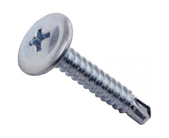 Саморезы ВИРТУОЗ 4,2x41 полусферическая головка с прессшайбой, цинк, сверло 100 шт 280-04352 