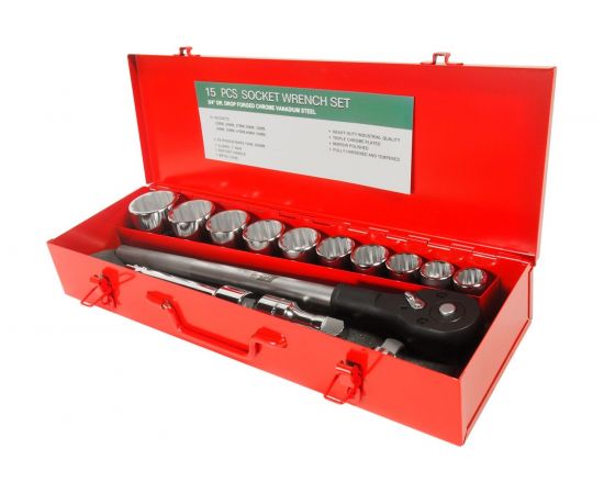 Набор 12-гранных торцевых головок 3/4, 22-50мм, 14шт в кейсе JTC-T615M 