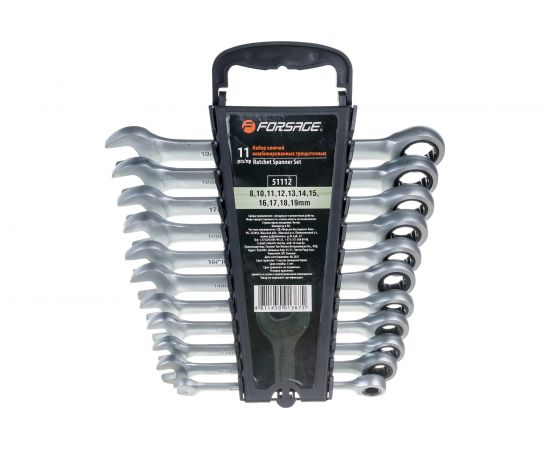 Набор комбинированных ключей Forsage трещоточные, 11 пр, в пластиковом держателе F-51112 