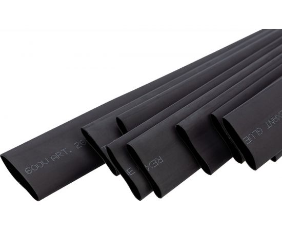 Термоусаживаемая двустенная клеевая трубка REXANT 19,1/9,55 мм черная 10 шт по 1 м 26-2107 